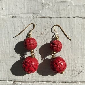 Handmade Chinese red earrings